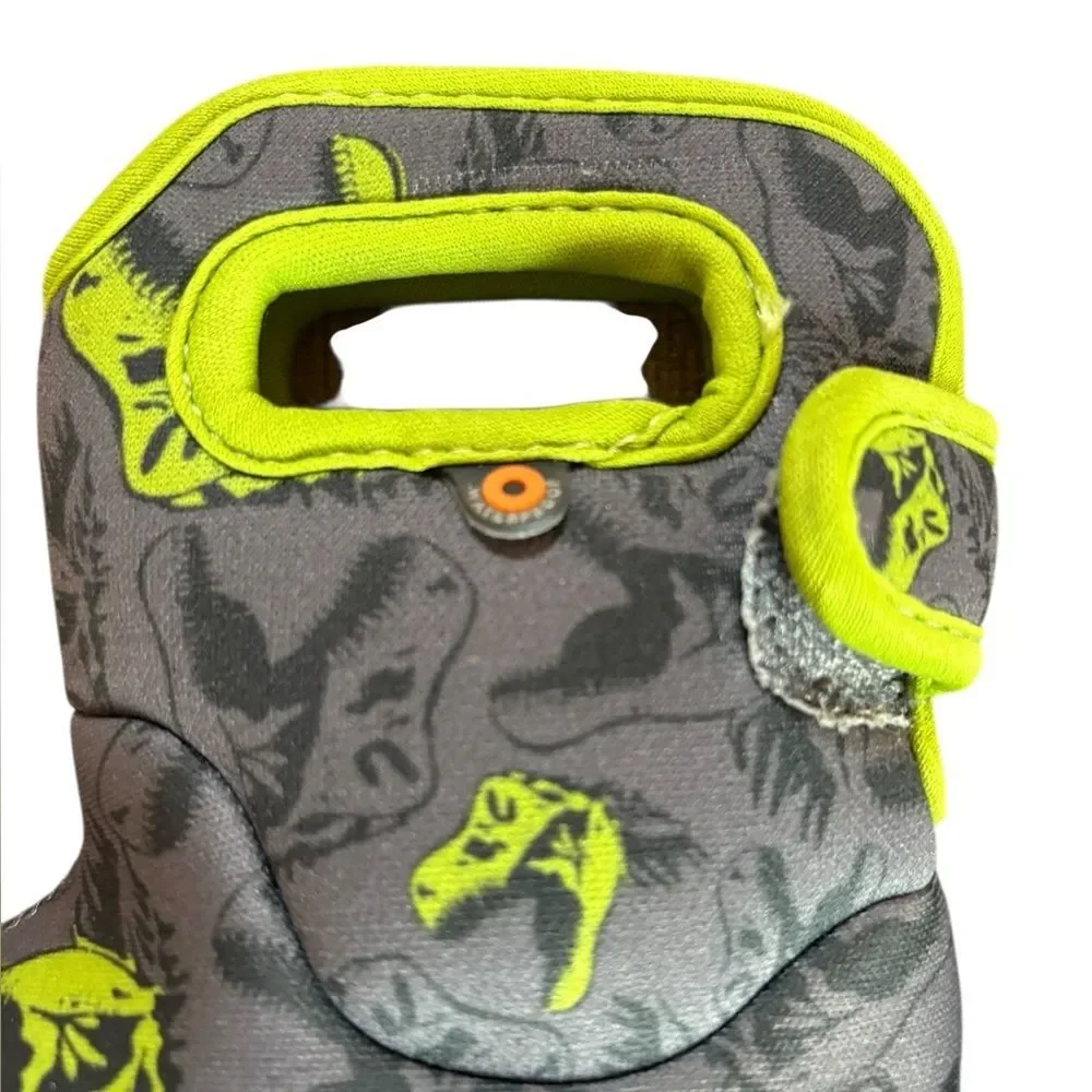 Bogs Cool Dino Print Boots Baby Size 4 Gray and Green